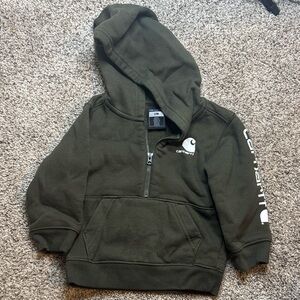 Carhartt Toddler Green & White Half Zip Hoodie